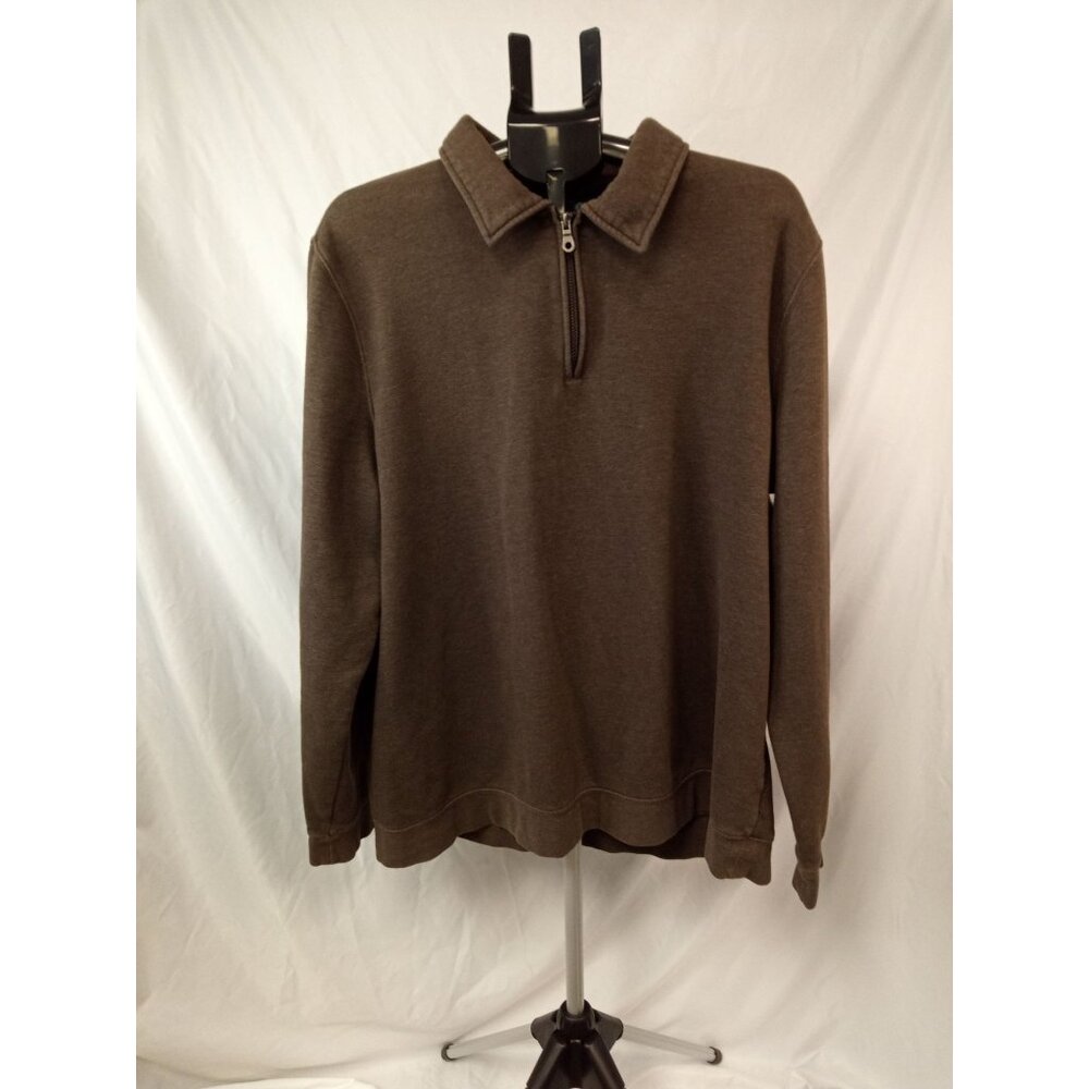 Croft and Barrow Men's Brown Quarter Zip Easy Care Sweater Sz XL